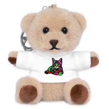 Katze - Teddy Schlüsselanhänger - Weiß - Vorne