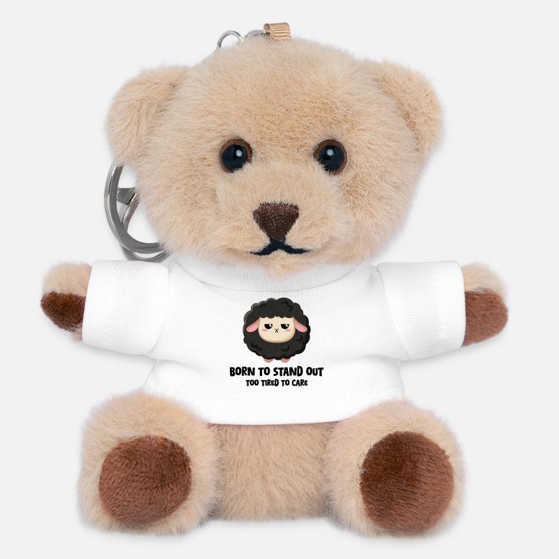 Mouton Noir Drôle - Porte-clés ourson - blanc