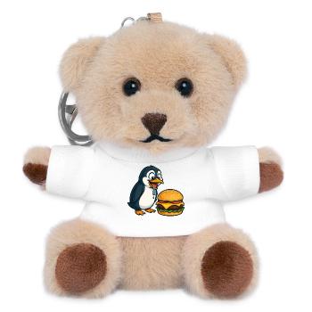 Funny Penguin Cheeseburger Fast Food Cartoon - Teddy Keyring - white - Front
