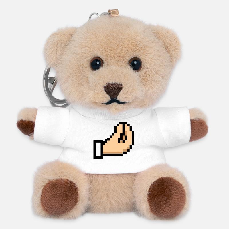 Pixel Hand Cursor Design Italia - Teddy Keyring - white