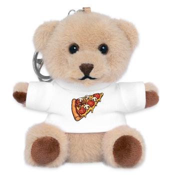 Pizza - Teddy Keyring - white - Front
