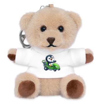 Süßer Pinguin Rasenmäher Gartenbau  - Teddy Schlüsselanhänger - Weiß - Vorne