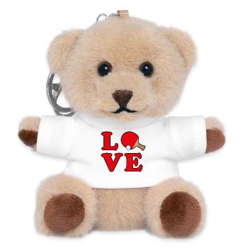 Tischtennis Liebe - Teddy Schlüsselanhänger - Weiß - Vorne
