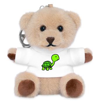 Schildkröte langer Hals lächelt glücklich lustig - Teddy Schlüsselanhänger - Weiß - Vorne