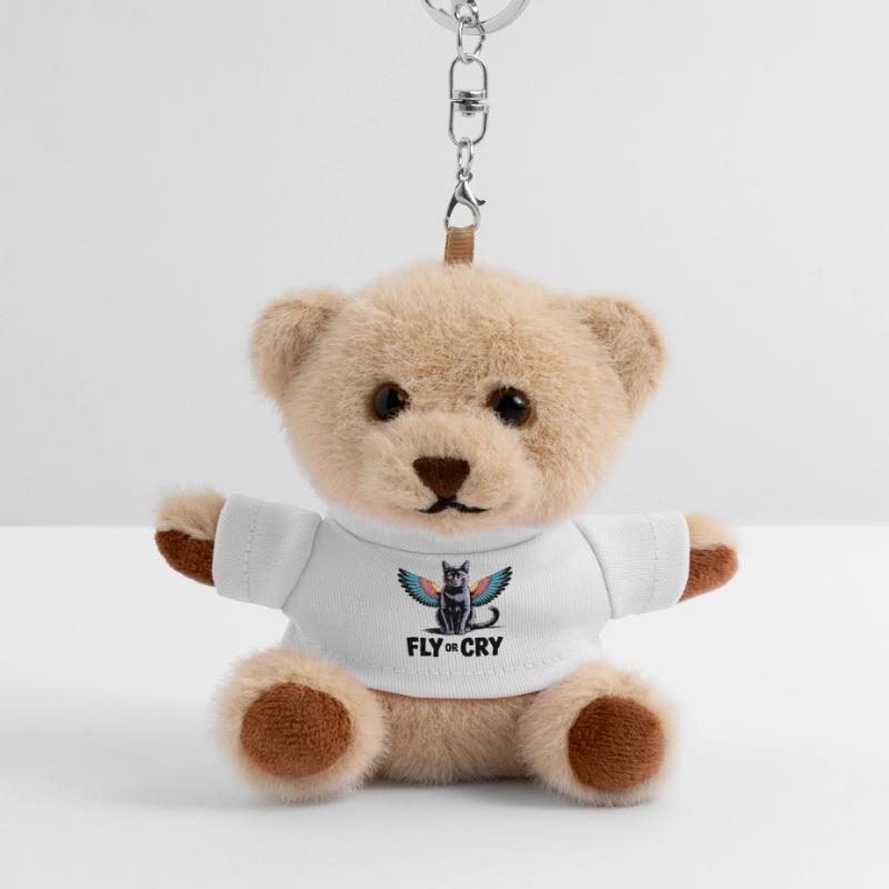 Fliege oder rufe Katze Teddy Schlüsselanhänger