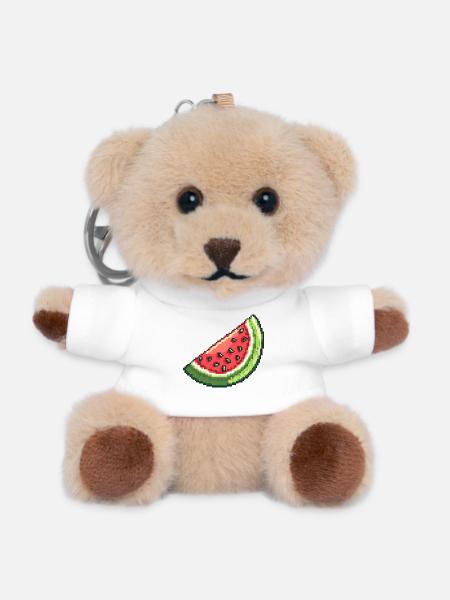 Pixel Wassermelone Slice - Teddy Schlüsselanhänger - Weiß