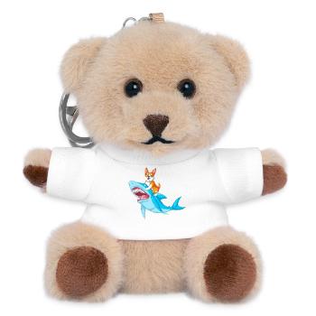 Corgi Riding Shark Funny Animal Shirt - Teddy Keyring - white - Front