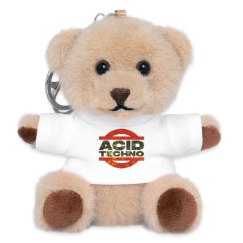 Distressed Acid Techno Logo T-Shirt - Teddy Schlüsselanhänger - Weiß - Vorne