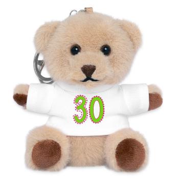 30. 30 ANS. 30e ANNIVERSAIRE. ANNIVERSAIRE 30 ANS. - Porte-clés ourson - blanc - Devant