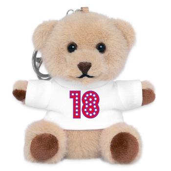 18. 18 YEARS OLD. 18th ANNIVERSARY. 18 BIRTHDAY. - Teddy Keyring - white - Front