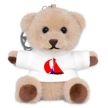 Roter Segelboot Silhouette - Teddy Schlüsselanhänger - Weiß - Vorne