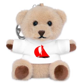 Red Sailboat Silhouette - Teddy Keyring - white - Front