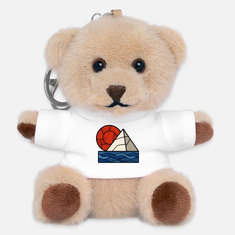 Red White Blue Abstract - Teddy Keyring - white