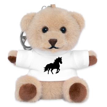 Pferde Silhouetten T-shirt Geschenk Reiter  - Teddy Schlüsselanhänger - Weiß - Vorne