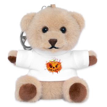 Gruseliger Halloween-Kürbis im Graffiti-Stil - Teddy Schlüsselanhänger - Weiß - Vorne