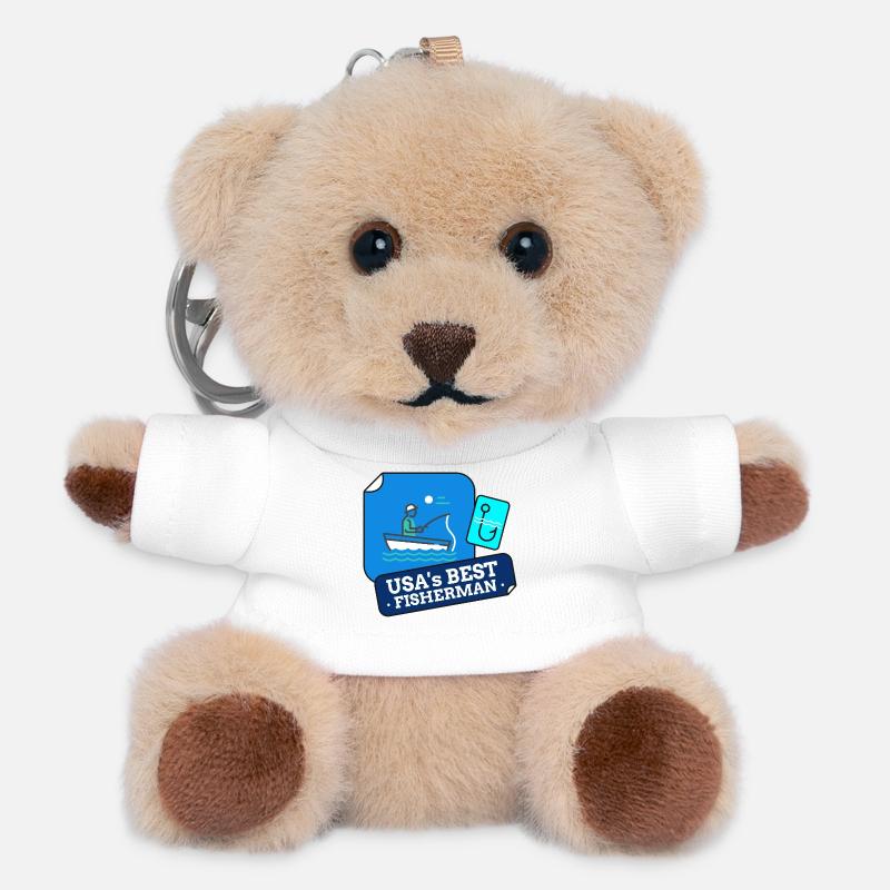 USA's Best Fisherman Design - Teddy Keyring - white