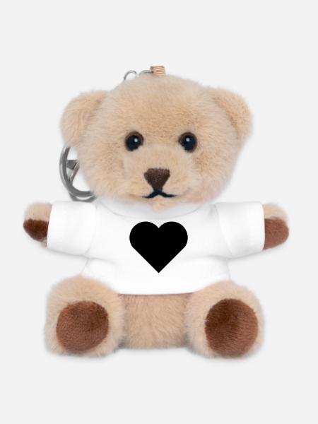Heart - Teddy Keyring - white