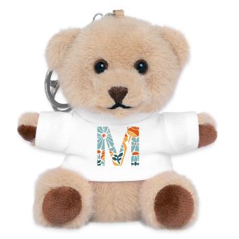 Letter m flowers groovy gift idea - Teddy Keyring - white - Front