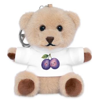 Zwei verliebte Pflaumen Valentinstag Liebe - Teddy Schlüsselanhänger - Weiß - Vorne