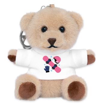 Glam Skate Pink und Blauer Helm - Teddy Schlüsselanhänger - Weiß - Vorne