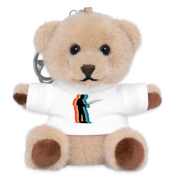 Silhouette rétro de pêcheur Papa pêcheur vintage - Porte-clés ourson - blanc - Devant