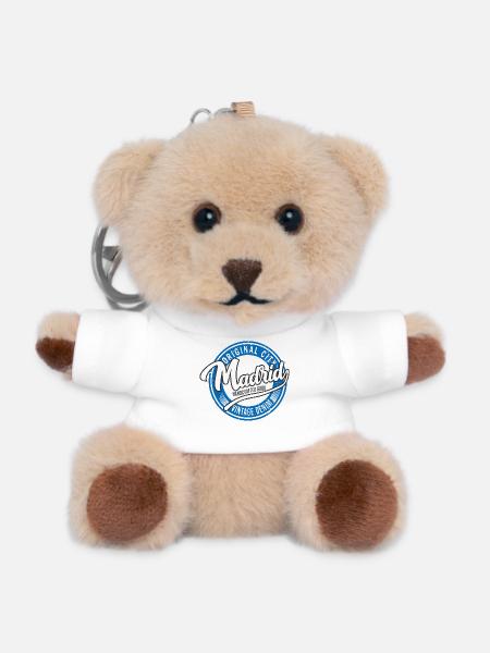 Madrid Vintage Denim Original Stamp - Teddy Keyring - white