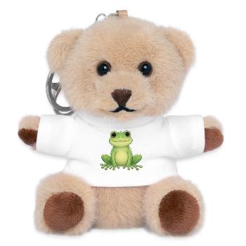 Grüner Kawaii-Frosch - Teddy Schlüsselanhänger - Weiß - Vorne