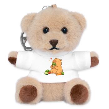 Capybara loves vegetables – relaxed & cute - Teddy Keyring - white - Front