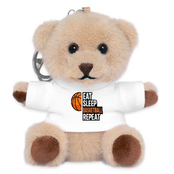 Eat, Sleep Basketball Wiederholung Zitat - Teddy Schlüsselanhänger - Weiß - Vorne