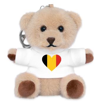 Gelb-rotes dreikoloriges Herz - Teddy Schlüsselanhänger - Weiß - Vorne