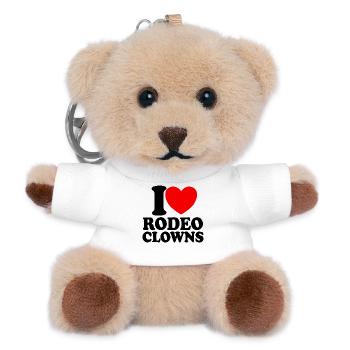 I Love Rodeo Clowns, Red Heart Rodeo Clowns - Teddy Keyring - white - Front