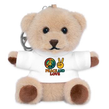 Peace and Love Tie Dye Symbol - Teddy Keyring - white - Front