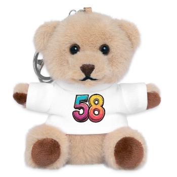 58 Zahl Bunt - Teddy Schlüsselanhänger - Weiß - Vorne