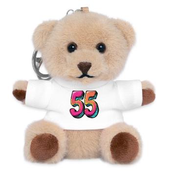 55 Zahl Bunt - Teddy Schlüsselanhänger - Weiß - Vorne