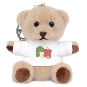 Gemüse-Trio Brokkoli Paprika Pilz - Teddy Schlüsselanhänger - Weiß - Vorne