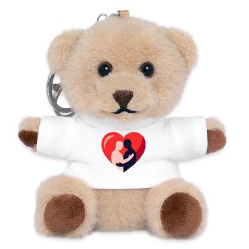 Heart embrace in duo silhouettes - Teddy Keyring - white - Front