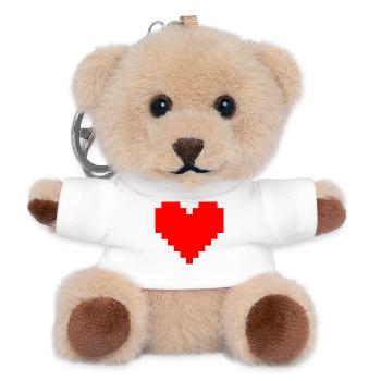 Pixel Red Heart Pixel Art - Teddy Schlüsselanhänger - Weiß - Vorne