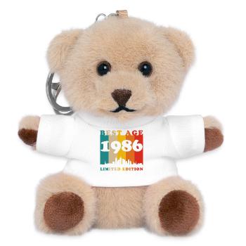 1986 Vintage Rétro Cadeau D'anniversaire - Porte-clés ourson - blanc - Devant