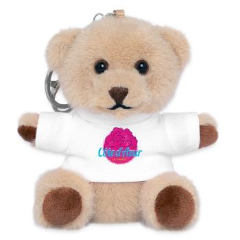 Côte d'Azur Retro Oleander Frankreich Souvenir - Teddy Schlüsselanhänger - Weiß - Vorne