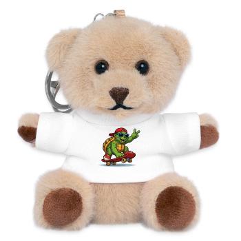 Schildkröte auf Skateboard mit Stil - Teddy Schlüsselanhänger - Weiß - Vorne