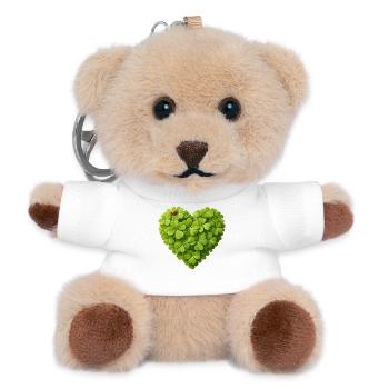 Herz aus Kleeblättern mit Marienkäfer  - Teddy Schlüsselanhänger - Weiß - Vorne