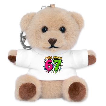7th Birthday Kids 67 Meme Humor Gift Idea - Teddy Keyring - white - Front