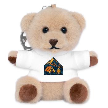 Bergzelt Lagerfeuer Abend - Teddy Schlüsselanhänger - Weiß - Vorne