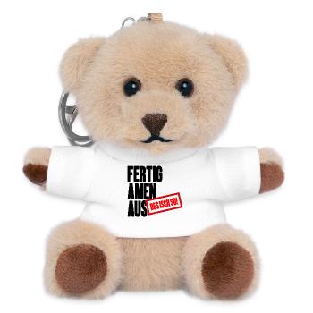 Fertig Amen Aus - Des Isch so Schwäbischer Spruch - Teddy Schlüsselanhänger - Weiß - Vorne