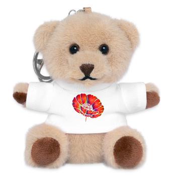 Neon Poppy Pop Art Floral Color Design - Teddy Keyring - white - Front