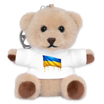 Dripping Ukraine flag - Teddy Keyring - white - Front