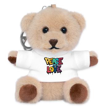 Peace and Love Color Explosion Street Art - Teddy Keyring - white - Front