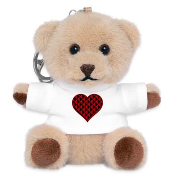 Heart with red triangle shapes - Teddy Keyring - white - Front