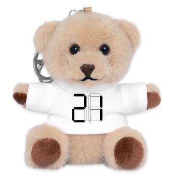 NUMMER 21 Einundzwanzig Geschenk Digital - Teddy Schlüsselanhänger - Weiß - Vorne