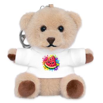 Kawaii Watermelon with Rainbow - Teddy Keyring - white - Front